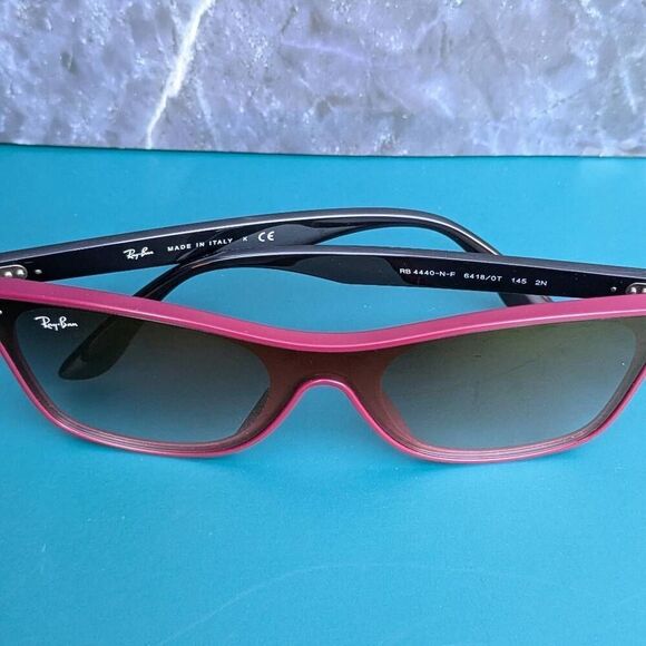 Ray-ban Blaze Wayfarer Dark Red Polished Bordeaux Sunglasses. RB4440NF - Picture 5 of 7